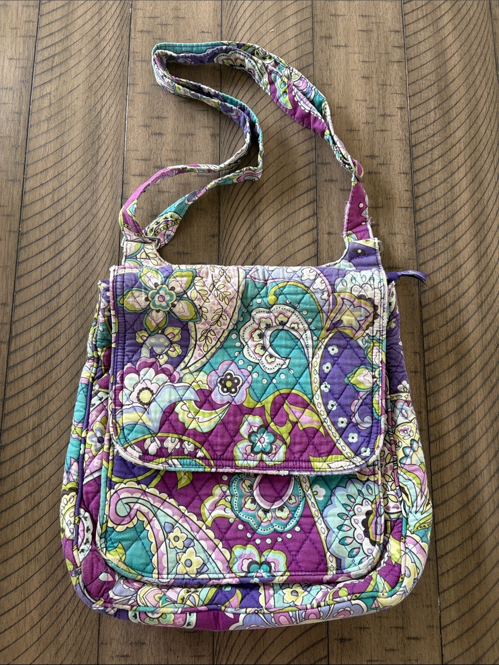 Vera Bradley Purple and Teal Quilted Paisley Crossbody